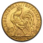 1914 France Gold 20 Francs Rooster BU