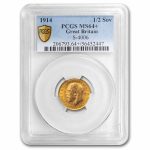 1914 Great Britain Gold 1/2 Sovereign George V MS-64+ PCGS