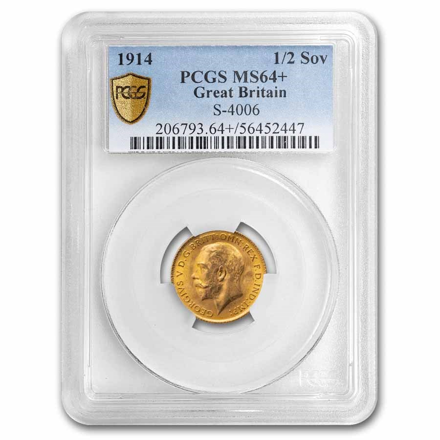 1914 Great Britain Gold 1/2 Sovereign George V MS-64+ PCGS