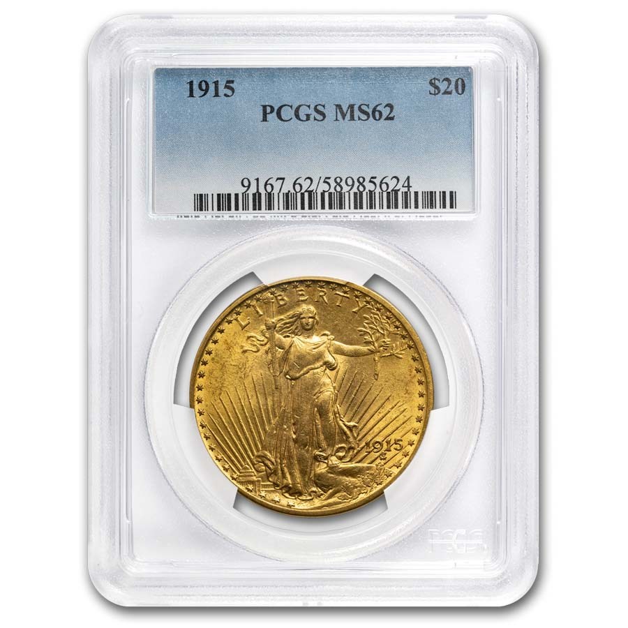 1915 $20 St Gaudens Gold Double Eagle MS-62 PCGS