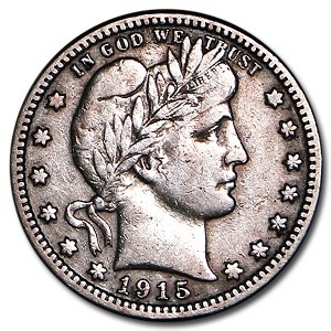 1915-D Barber Quarter VF