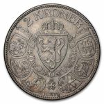 1915 Norway Silver 2 Kroner Haakon VII AU (Scratched)