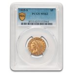 1915-S $5 Indian Gold Half Eagle MS-62 PCGS