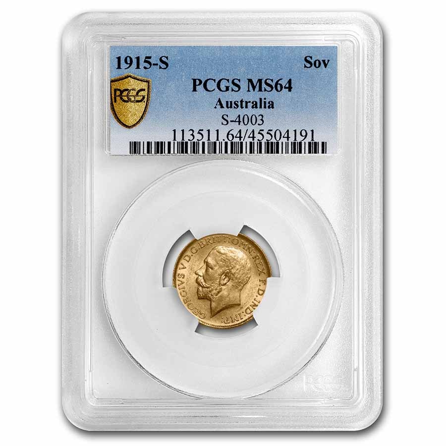 1915-S Australia Gold Sovereign George V MS-64 PCGS