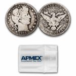 1915-S Barber Half Dollar 20-Coin Roll Avg Circ