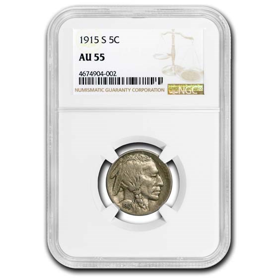 1915-S Buffalo Nickel AU-55 NGC