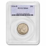 1916-D Barber Quarter MS-64 PCGS