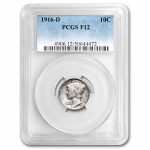 1916-D Mercury Dime Fine-12 PCGS
