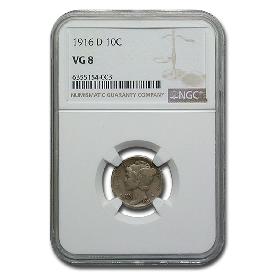 1916-D Mercury Dime VG-8 NGC