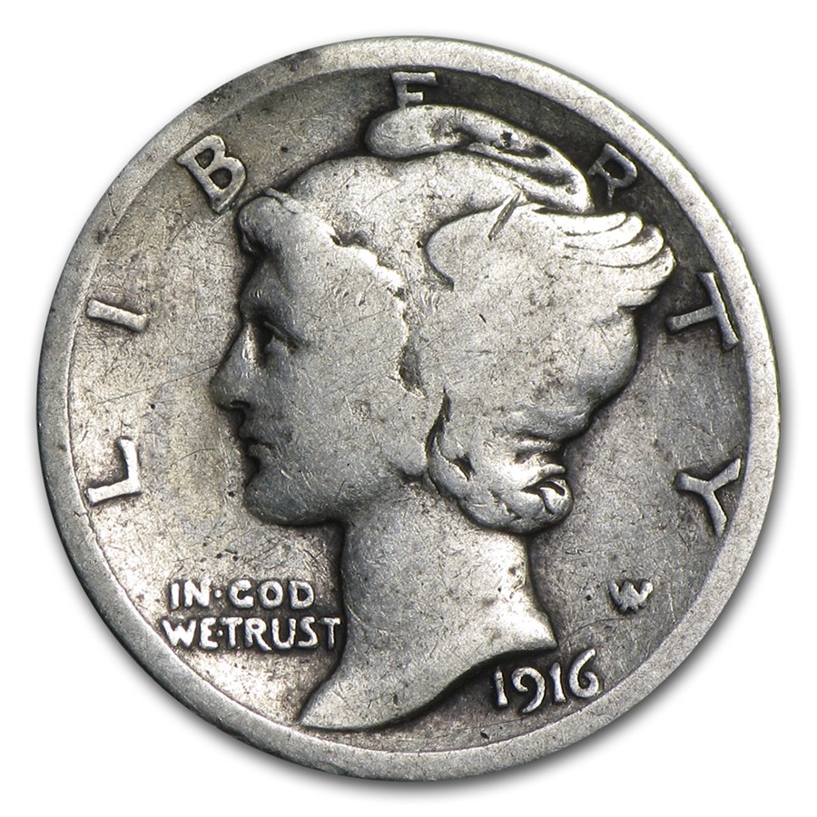 1916-D Mercury Dime VG