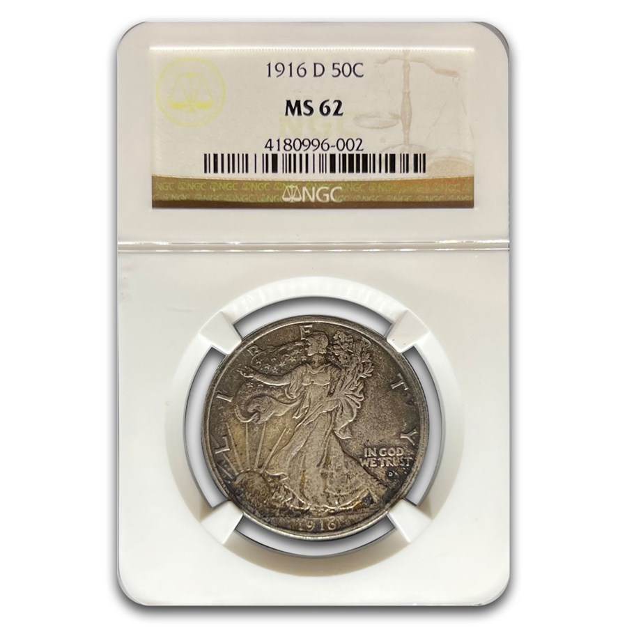 1916-D Walking Liberty Half Dollar MS-62 NGC
