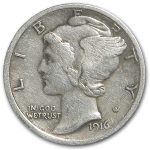 1916 Mercury Dime VF