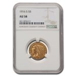 1916-S $5 Indian Gold Half Eagle AU-58 NGC