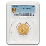 1916-S $5 Indian Gold Half Eagle MS-61 PCGS