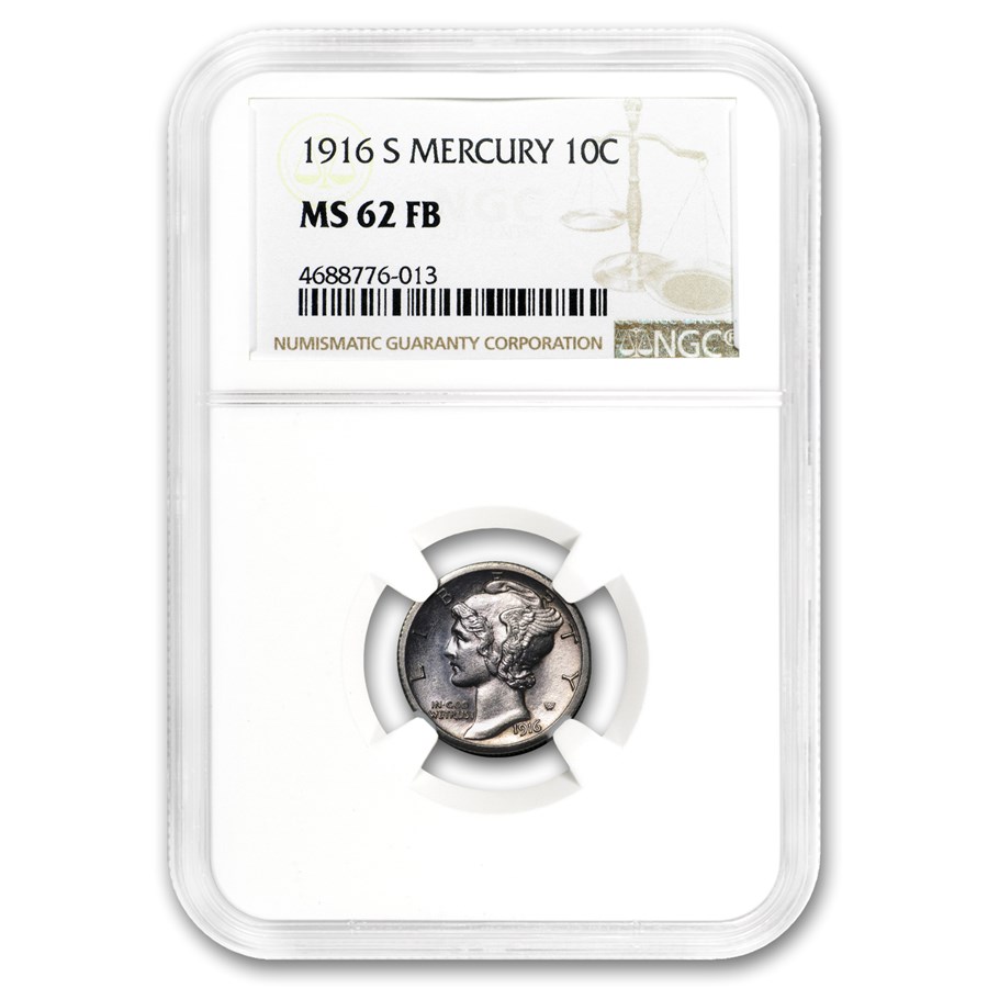 1916-S Mercury Dime MS-62 NGC (FB)