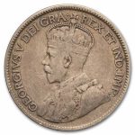 1917-1919 Newfoundland Silver 25 Cents Avg Circ