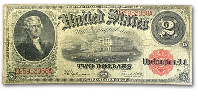 1917 $2.00 Legal Tender VG (Fr#59) Bracelet Back