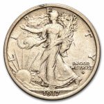 1917-D Obv Walking Liberty Half Dollar XF