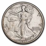 1917-D Obverse Walking Liberty Half Dollar AU