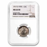 1917-D Standing Liberty Quarter Type-I MS-64 NGC (FH)