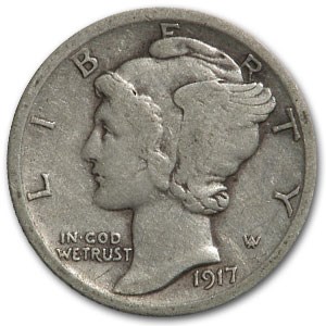 1917 Mercury Dime VF