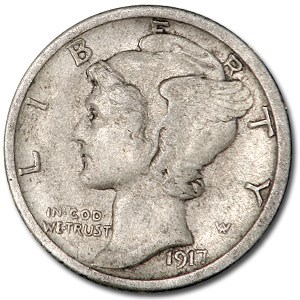 1917-S Mercury Dime XF