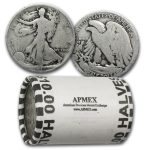 1917 Walking Liberty Halves 20-Coin Roll Avg Circ