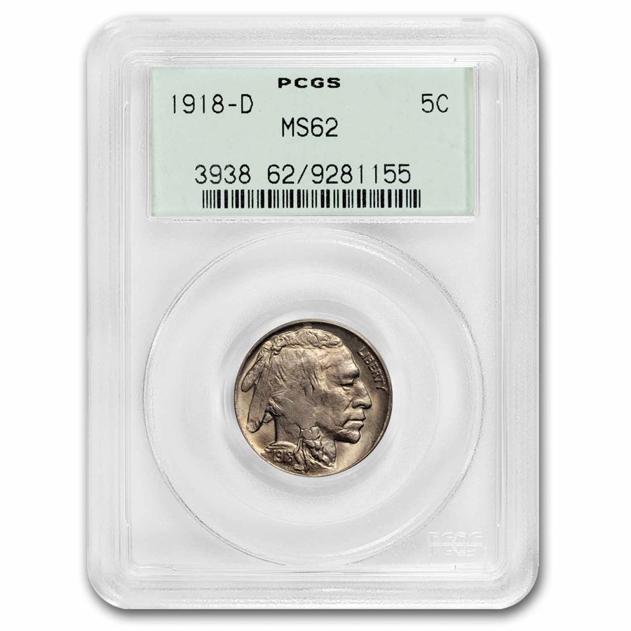 1918-D Buffalo Nickel MS-62 PCGS