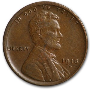 1918-D Lincoln Cent AU