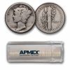 1918-D Mercury Dime 50-Coin Roll Avg Circ