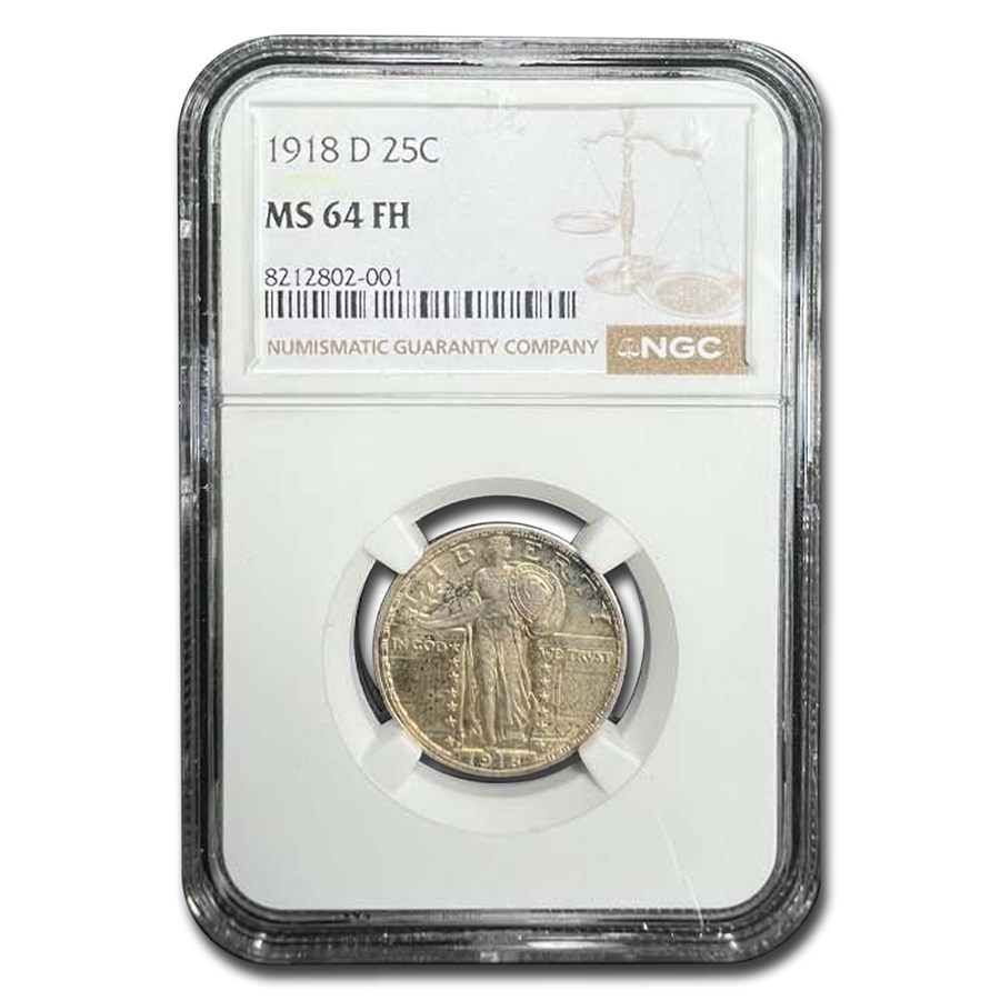 1918-D Standing Liberty Quarter MS-64 NGC (FH)