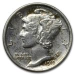1918 Mercury Dime AU