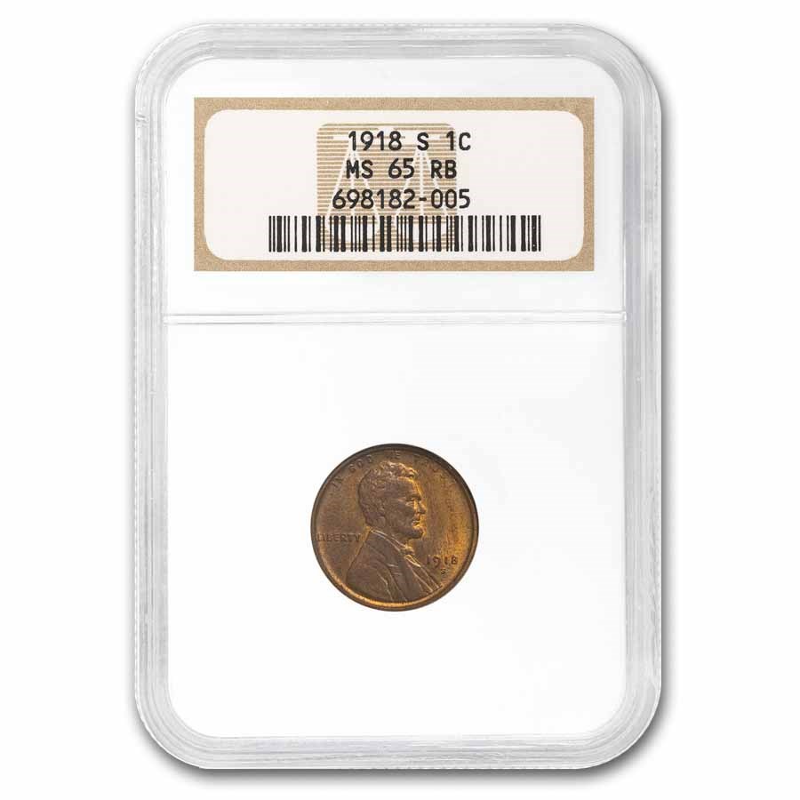 1918-S Lincoln Cent MS-65 NGC (Red/Brown)