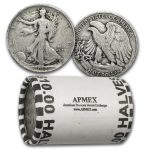 1918-S Walking Liberty Halves 20-Coin Roll Avg Circ