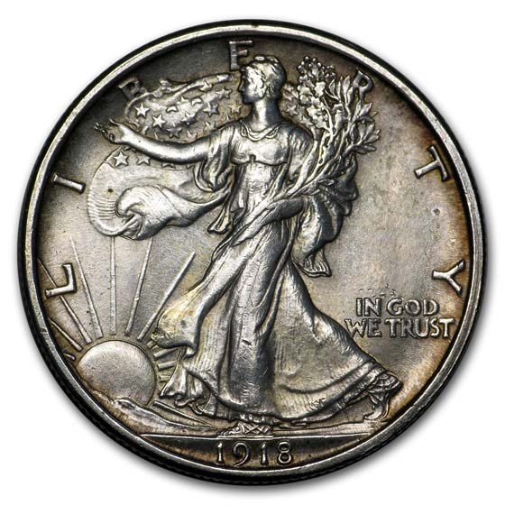 1918 Walking Liberty Half Dollar AU