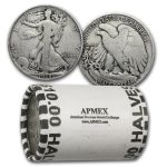 1918 Walking Liberty Halves 20-Coin Roll Avg Circ