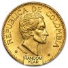 1919-1930 Colombia Gold 5 Pesos Simon Bolivar AU