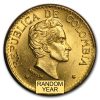 1919-1930 Colombia Gold 5 Pesos Simon Bolivar Avg Circ