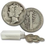 1919-D Mercury Dime 50-Coin Roll Avg Circ
