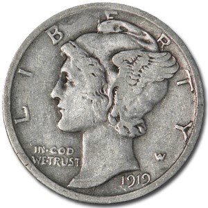 1919-D Mercury Dime Fine