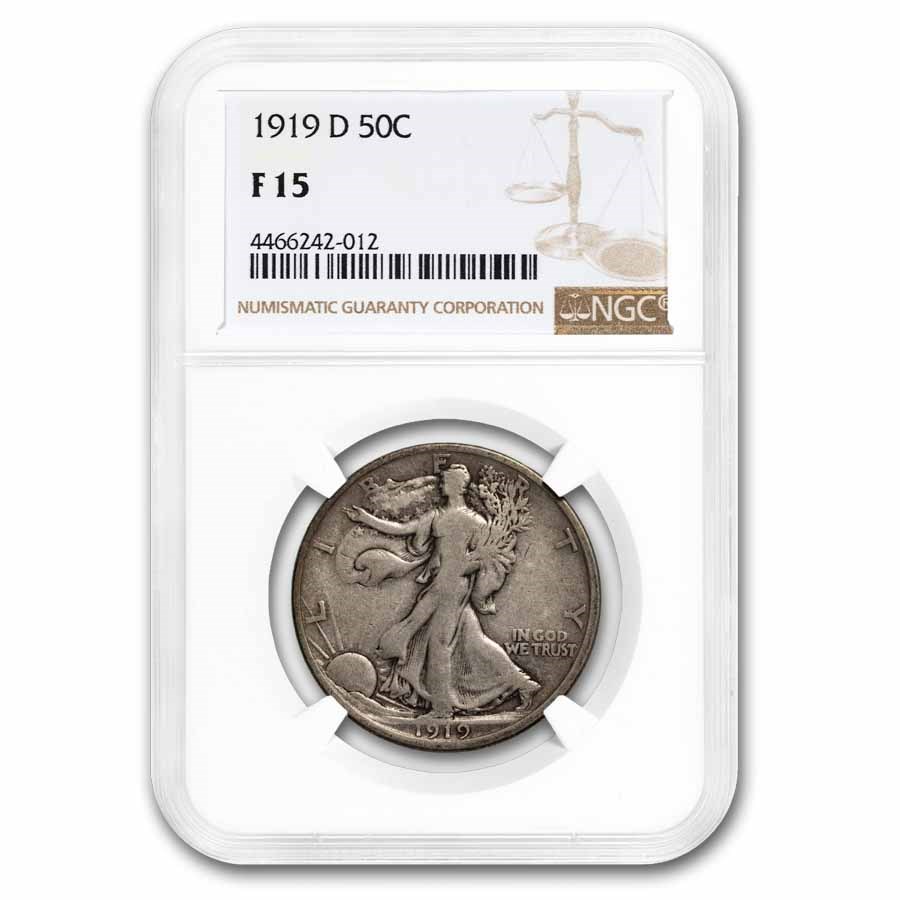 1919-D Walking Liberty Half Dollar Fine-15 NGC