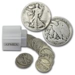1919-D Walking Liberty Halves 20-Coin Roll Avg Circ