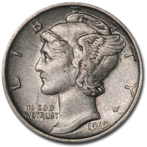 1919-S Mercury Dime AU