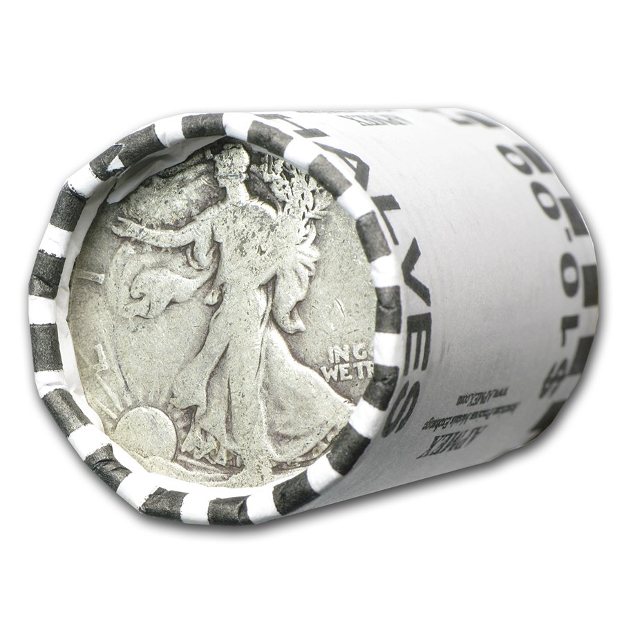 1919-S Walking Liberty Halves 20-Coin Roll Avg Circ