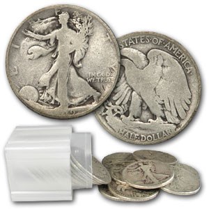 1919 Walking Liberty Half Dollar 20-Coin Roll Avg Circ