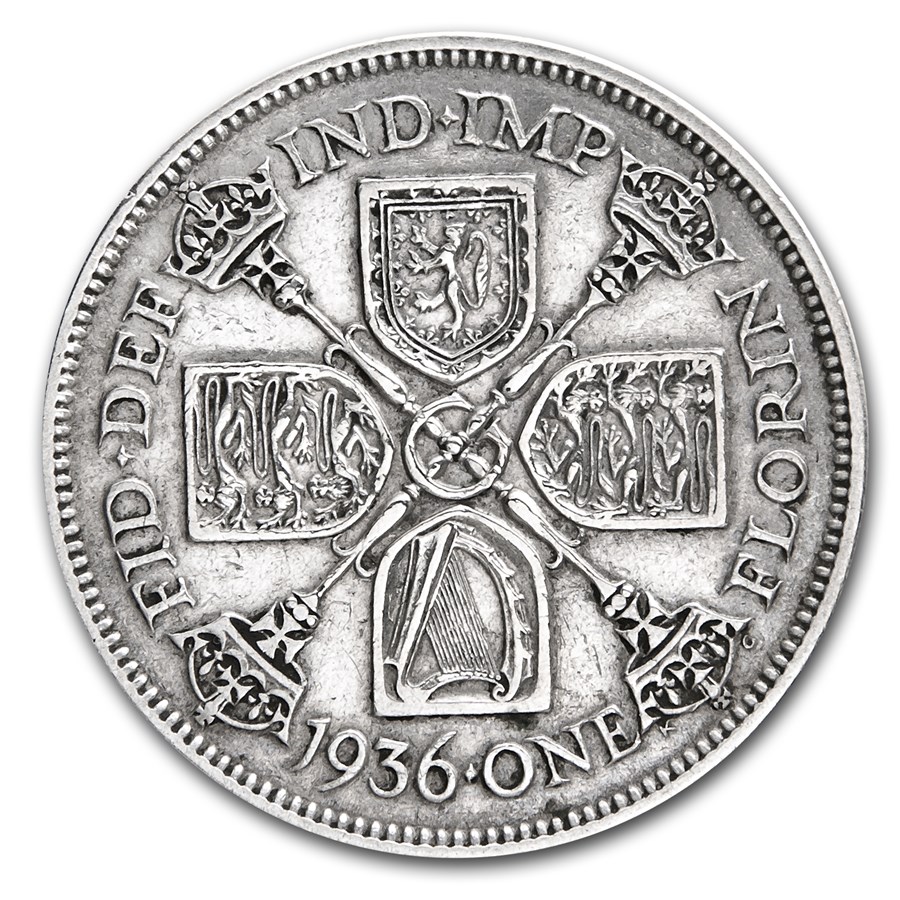 1920-1927 Great Britain Silver Florin George V Avg Circ