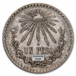1920-1945 Silver Mexican 1 Peso Cap & Rays Avg Circ