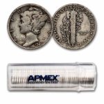 1920-D Mercury Dime 50-Coin Roll Avg Circ