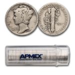 1920 Mercury Dime 50-Coin Roll Avg Circ