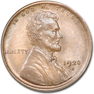 1920-S Lincoln Cent BU (Brown)